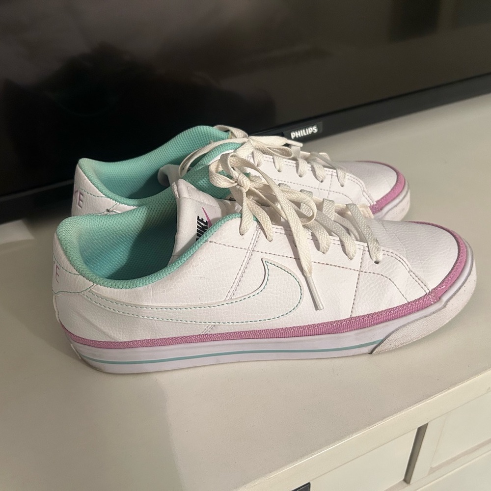 Nike White and Teal and fuscia  Sneakers